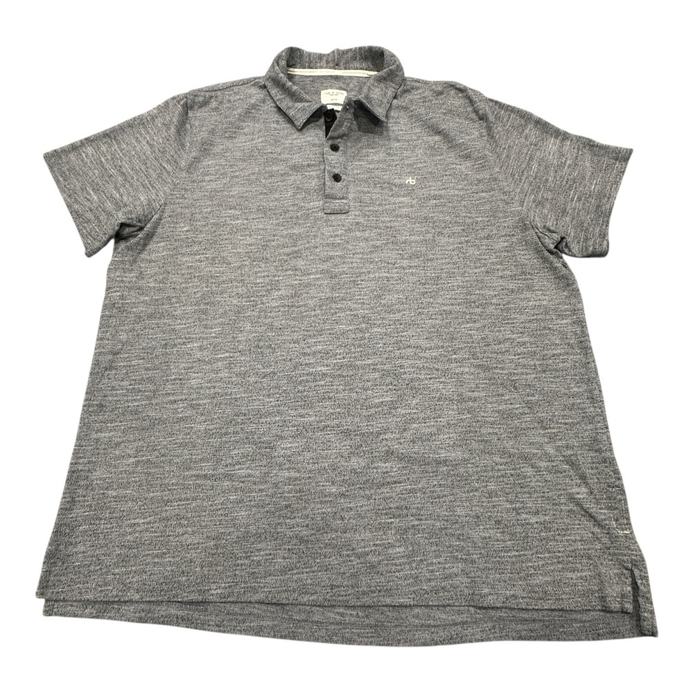 Rag Bone Polo Shirt Mens XL Gray Standard Issue Short Sleeve Knit Heather